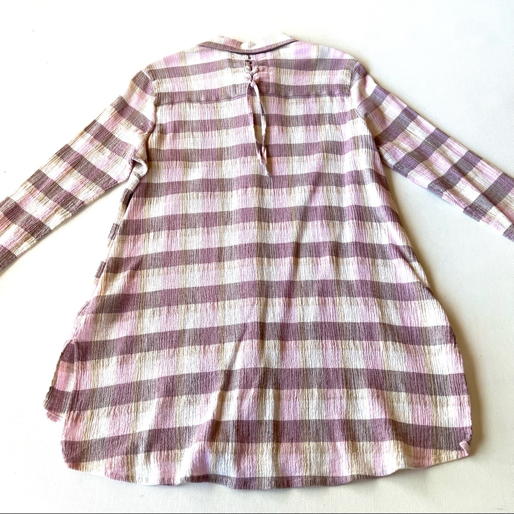 Soft Surroundings Gauze Button Down Checked Blouse - image 5